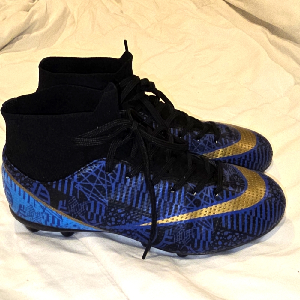 Vibrant Blue and Gold Kids Sneakers